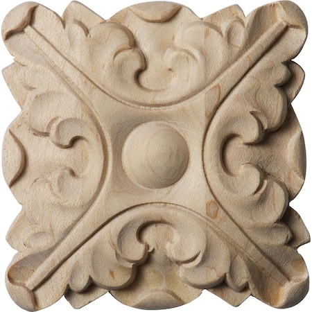 Ekena Millwork 2 3/4"W x 2 3/4"H x 1/2"P Acanthus Square Rosette, Rubberwood ROS02X02ACRW